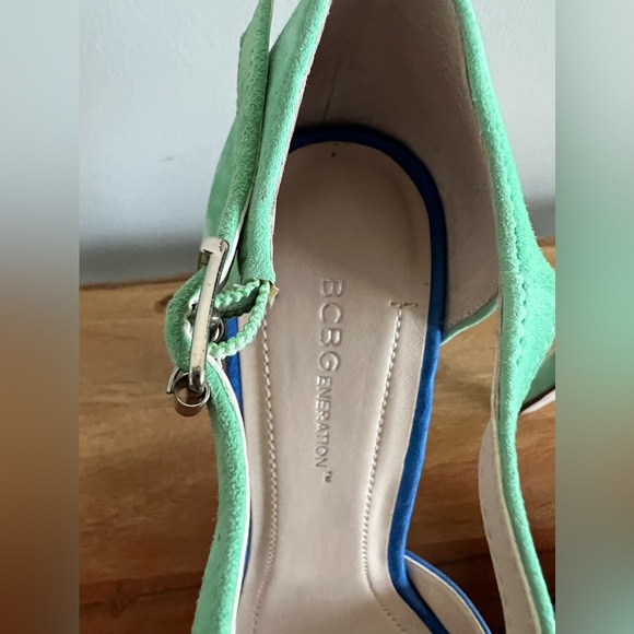 BCBGeneration Lin Color Block Peep Toe Suede Stiletto - Size 8.5 - Picture 13 of 14